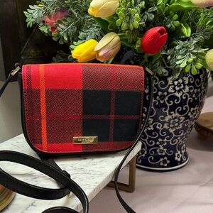 Kate Spade Newbury Lane Carsen Small Red and Black Plaid Crossbody Bag NWOT